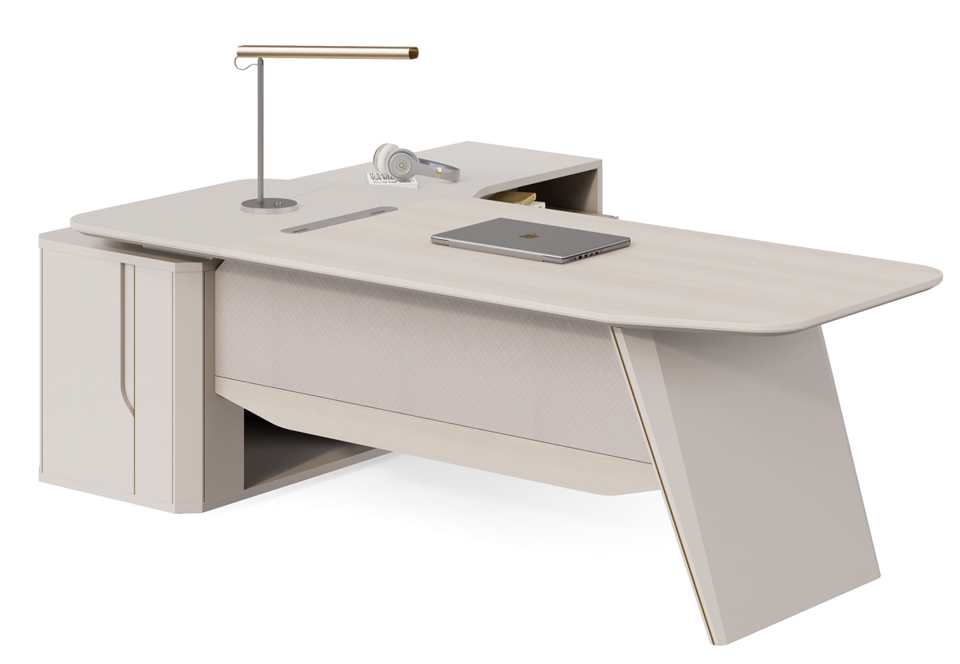 طاولة مكتب يمين 2.4 متر بيج