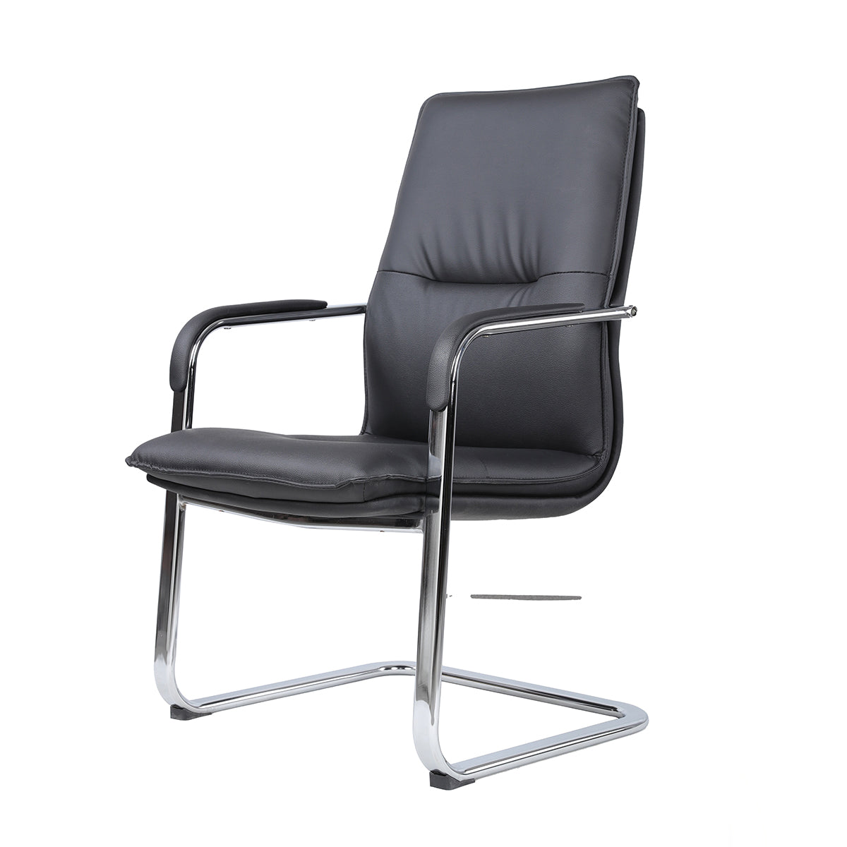 Black Leather Fixed Chair