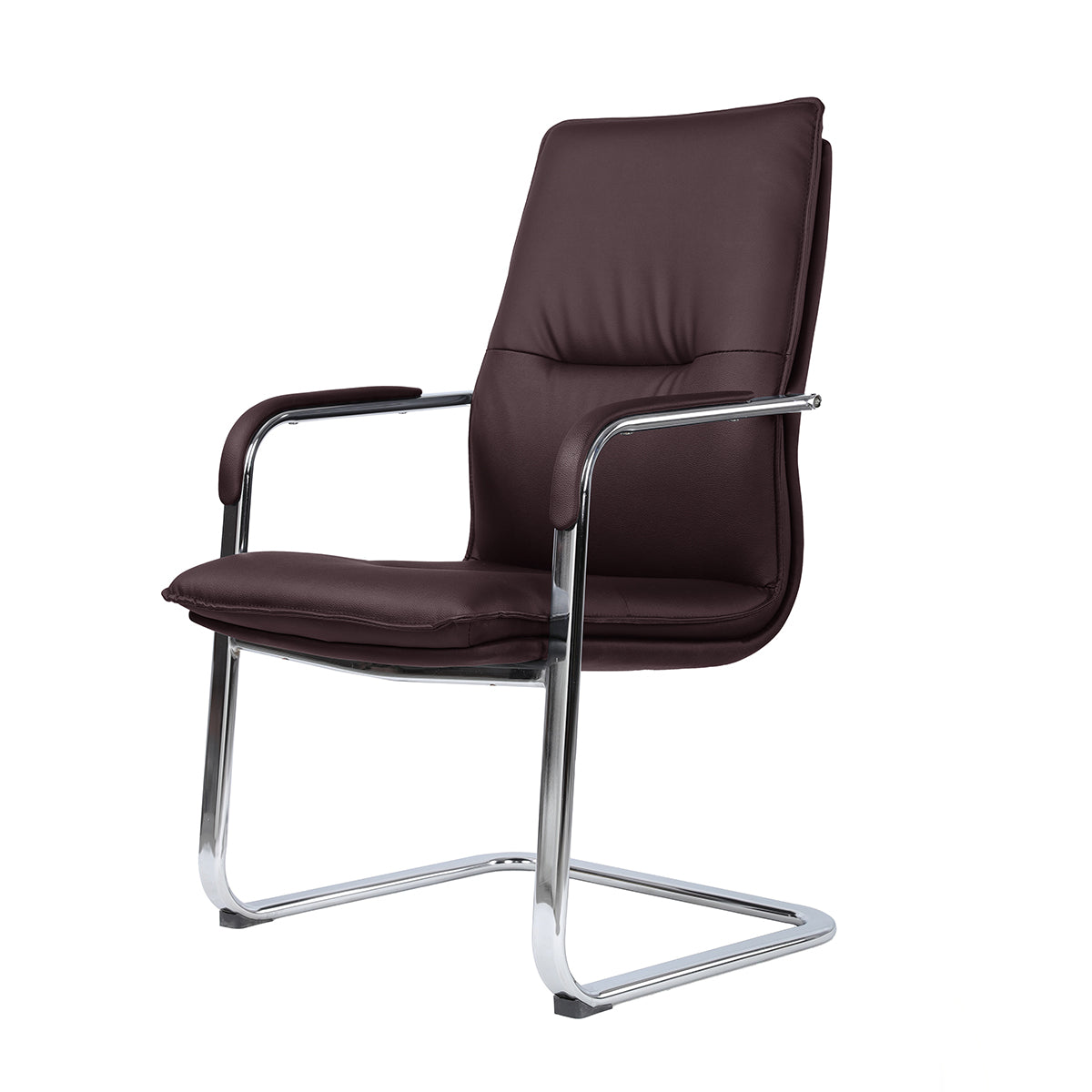 Brown Leather Fixed Chair