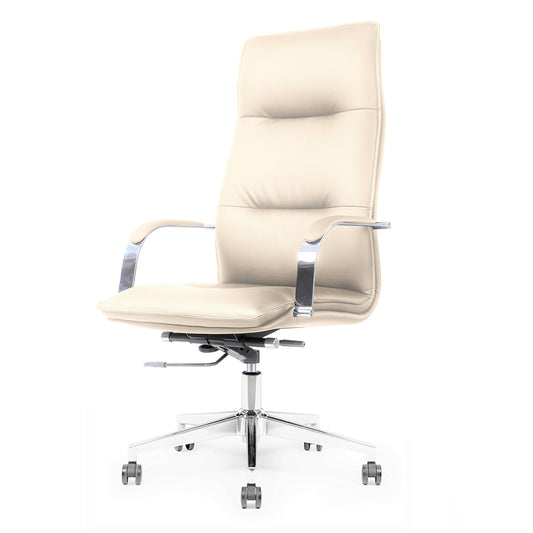Beige Leather Swivel Chair