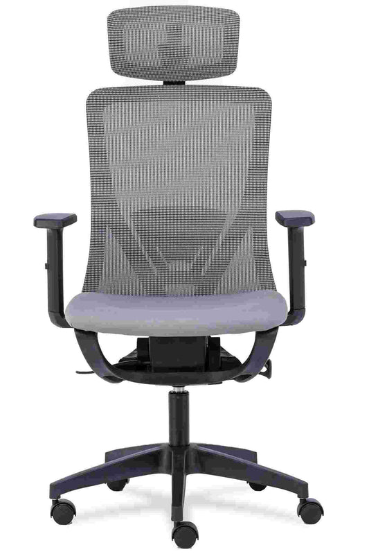 كرسي دوار بمسند ظهر عالٍ باللون الرمادي الداكن